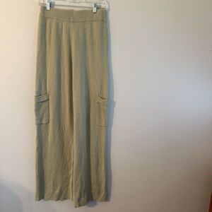 Sincerely Jules Pants Women’s M Sage Green Sweater Knit Wide Leg Cargo Pull On
